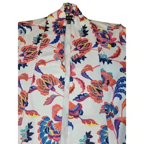 Slinky Brand Womens Cardigan Size M Open Front Lightweight Floral Art To Wear - Picture 8 of 13